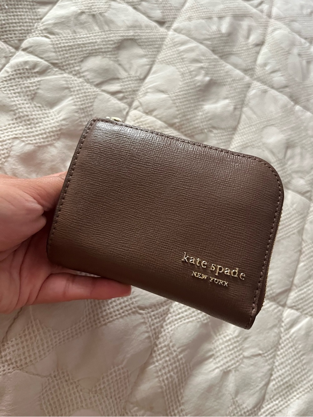 Kate Spade  Brown Leather Zip Card Holder